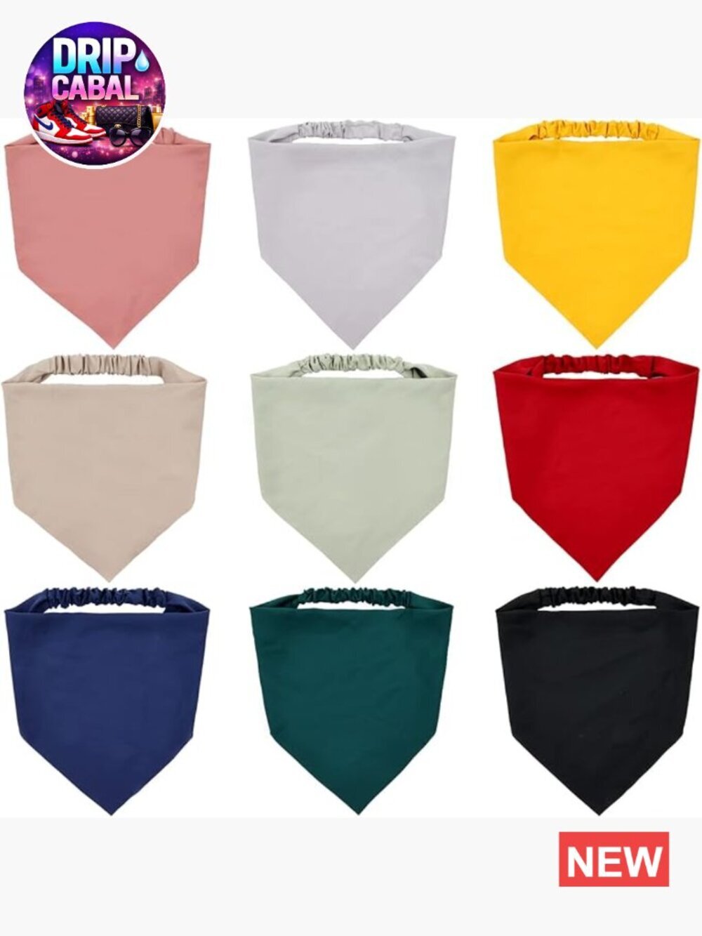 9 Pack Solid Chiffon Triangle Head Scarf Bandana Hair Wrap for Women